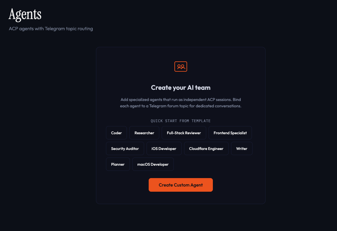 The Agents panel on the Ekuri dashboard